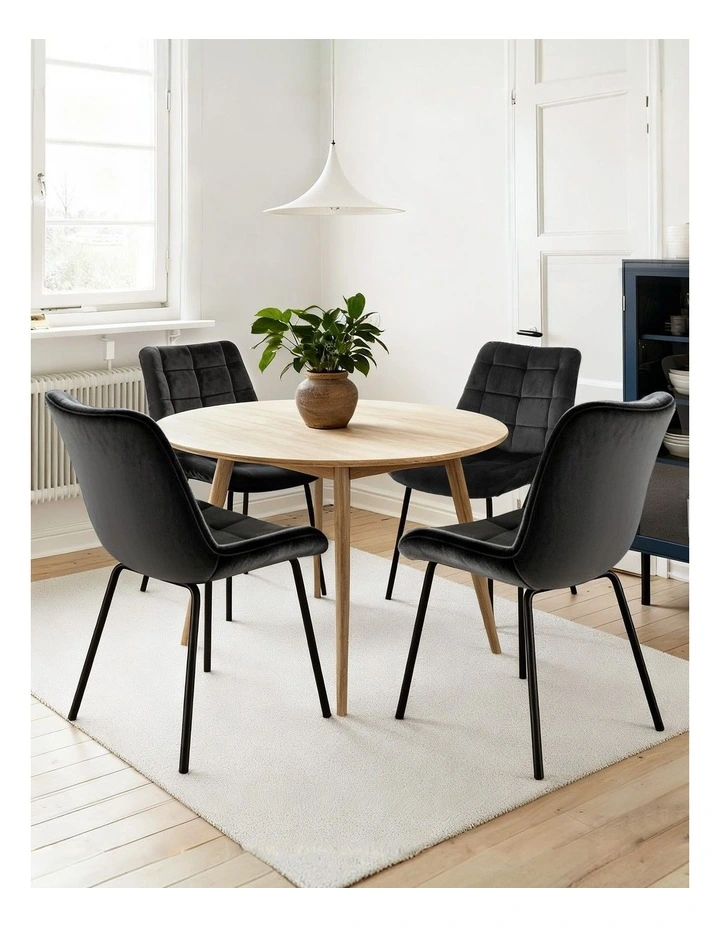 Artiss 4x Dining Chairs Velvet Tufted Kitchen Lounge Cafe Accent Chair Black image 6