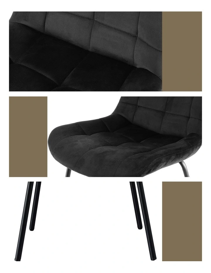Artiss 4x Dining Chairs Velvet Tufted Kitchen Lounge Cafe Accent Chair Black image 7