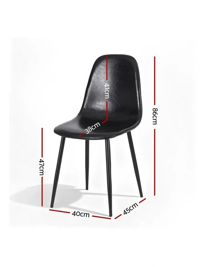 Artiss 4x Dining Chairs Retro PU Leather Kitchen Lounge Cafe Accent Chair Black image 4