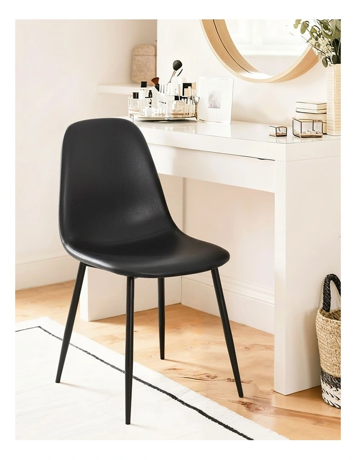 Artiss 4x Dining Chairs Retro PU Leather Kitchen Lounge Cafe Accent Chair Black image 5