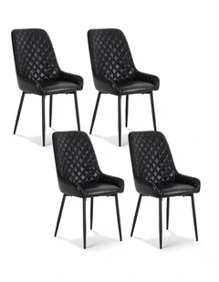 Artiss 4x Dining Chairs Retro PU Leather Kitchen Lounge Cafe Accent Chair Black