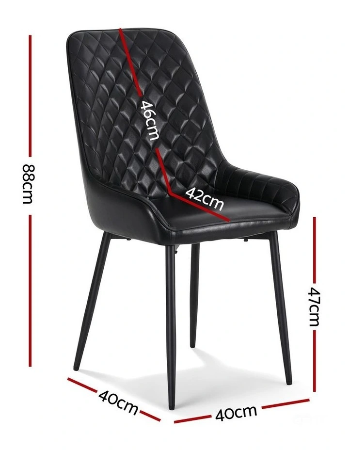 Artiss 4x Dining Chairs Retro PU Leather Kitchen Lounge Cafe Accent Chair Black image 4