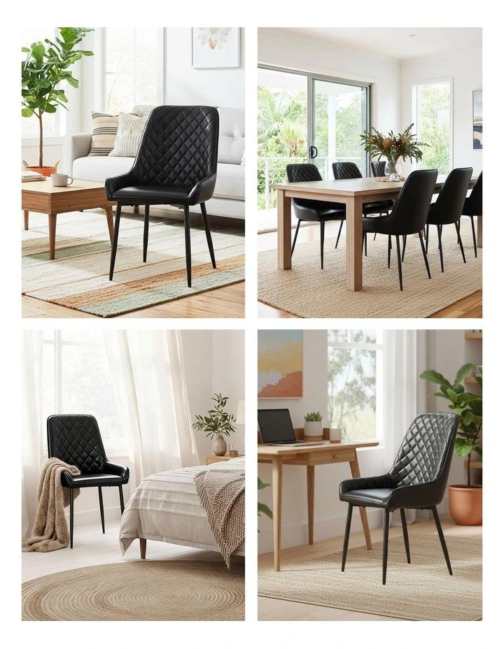 Artiss 4x Dining Chairs Retro PU Leather Kitchen Lounge Cafe Accent Chair Black image 6