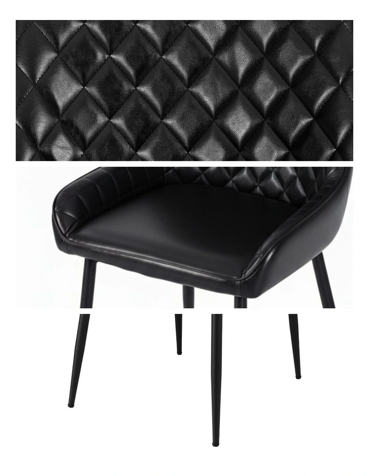 Artiss 4x Dining Chairs Retro PU Leather Kitchen Lounge Cafe Accent Chair Black image 7