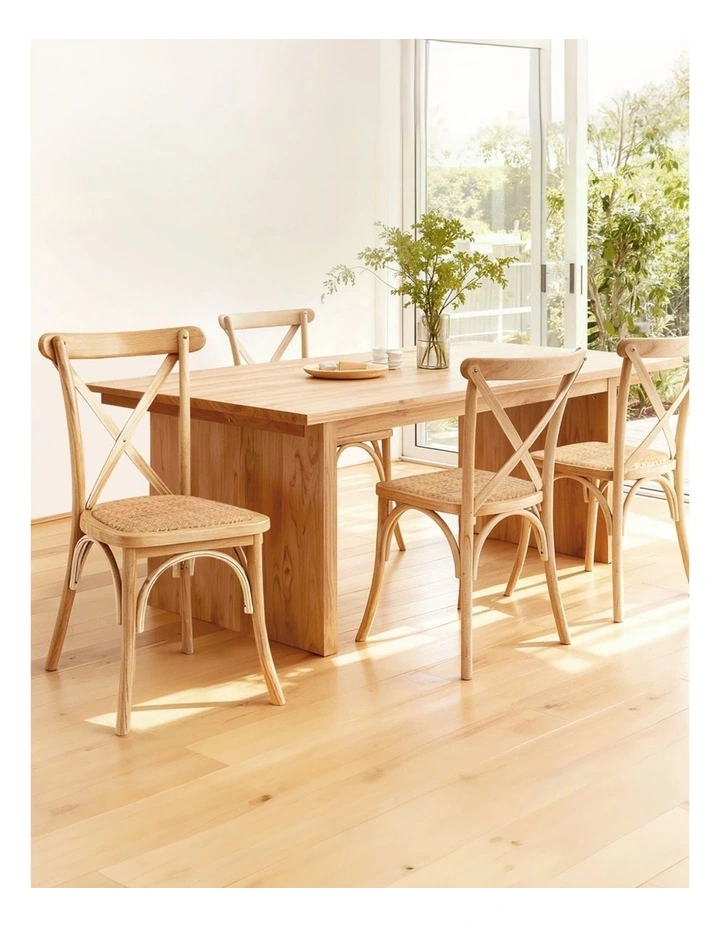 Artiss 4x Dining Chairs Rattan Wooden Kitchen Accent Chair Cafe Lounge Rubber Wood image 3