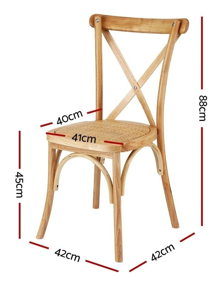 Artiss 4x Dining Chairs Rattan Wooden Kitchen Accent Chair Cafe Lounge Rubber Wood image 4