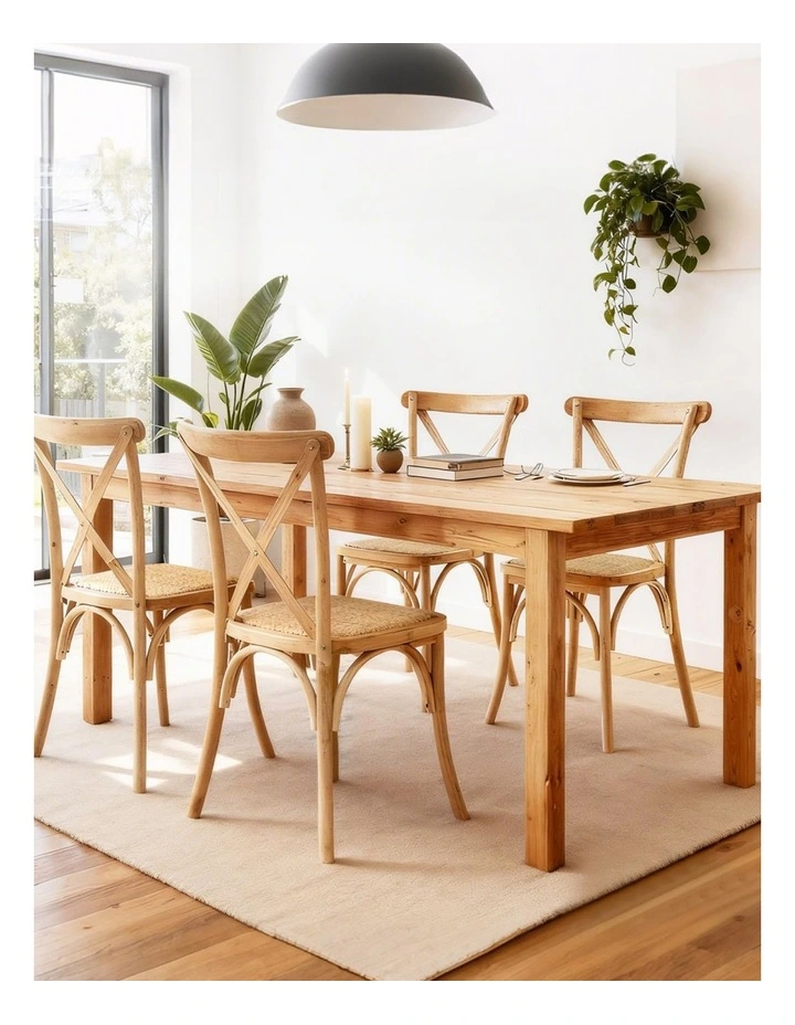 Artiss 4x Dining Chairs Rattan Wooden Kitchen Accent Chair Cafe Lounge Rubber Wood image 6