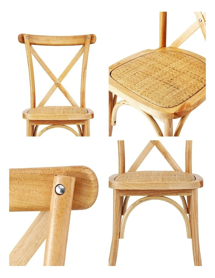 Artiss 4x Dining Chairs Rattan Wooden Kitchen Accent Chair Cafe Lounge Rubber Wood image 7