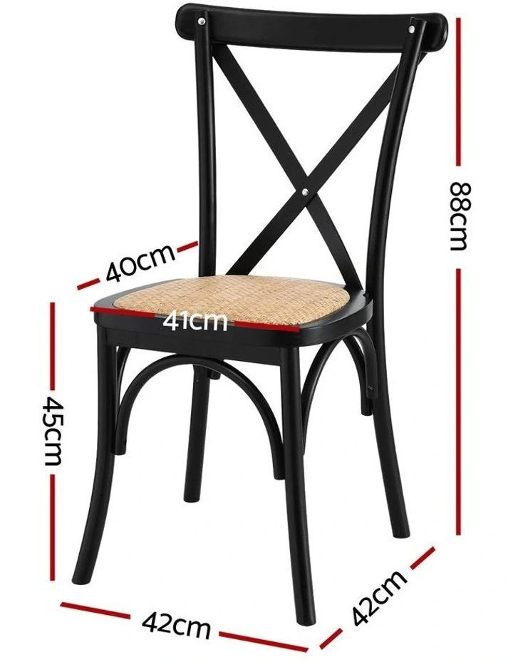 Artiss 4x Dining Chairs Rattan Wooden Kitchen Accent Chair Cafe Lounge Rubber Wood image 4