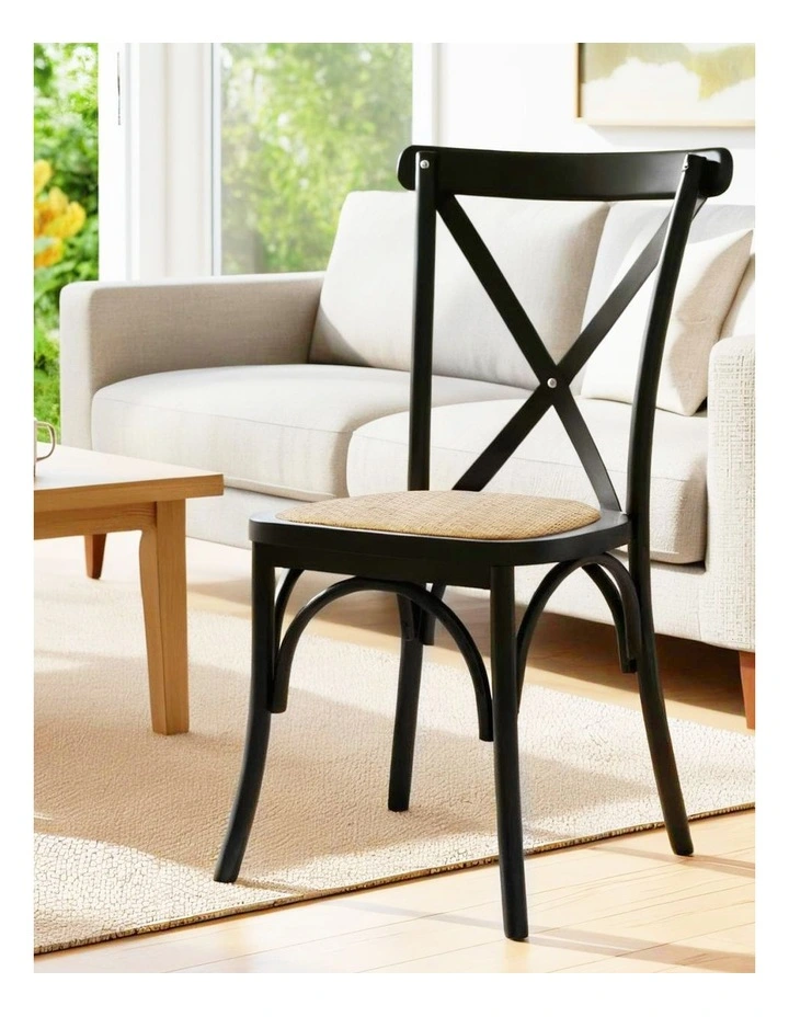 Artiss 4x Dining Chairs Rattan Wooden Kitchen Accent Chair Cafe Lounge Rubber Wood image 5