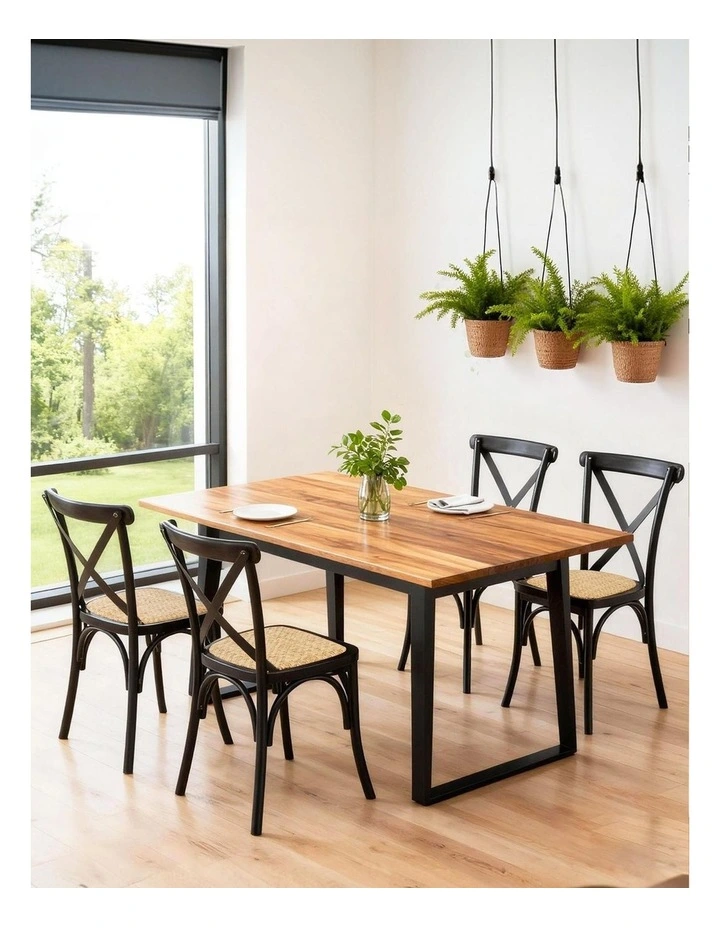 Artiss 4x Dining Chairs Rattan Wooden Kitchen Accent Chair Cafe Lounge Rubber Wood image 6