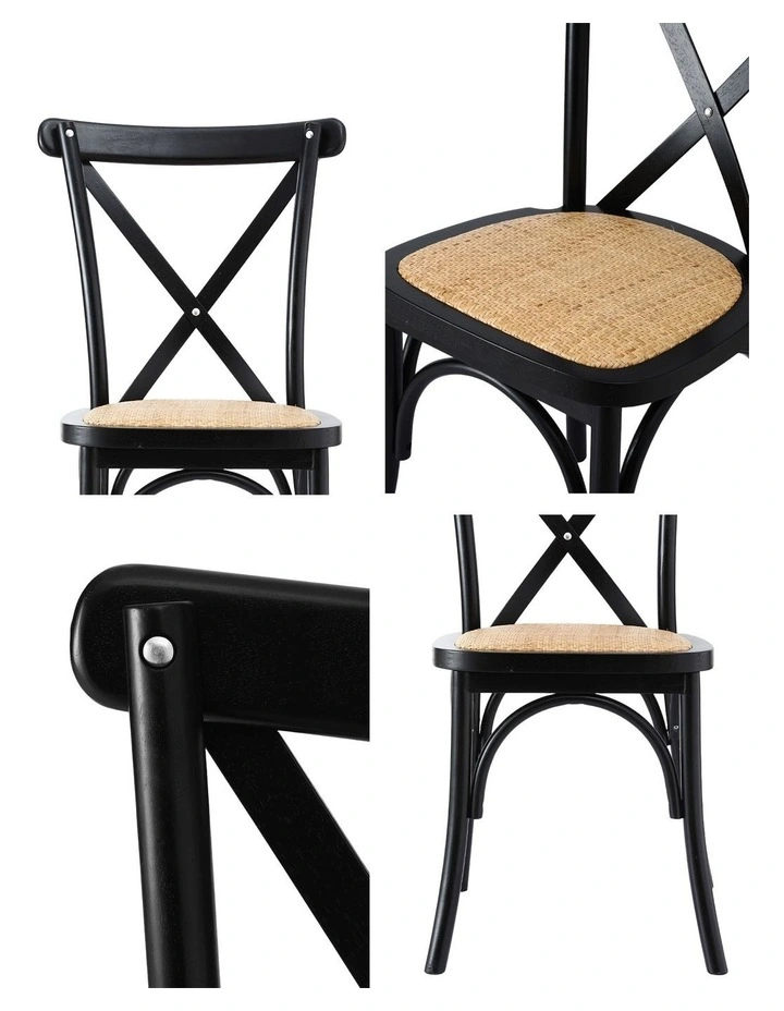 Artiss 4x Dining Chairs Rattan Wooden Kitchen Accent Chair Cafe Lounge Rubber Wood image 7