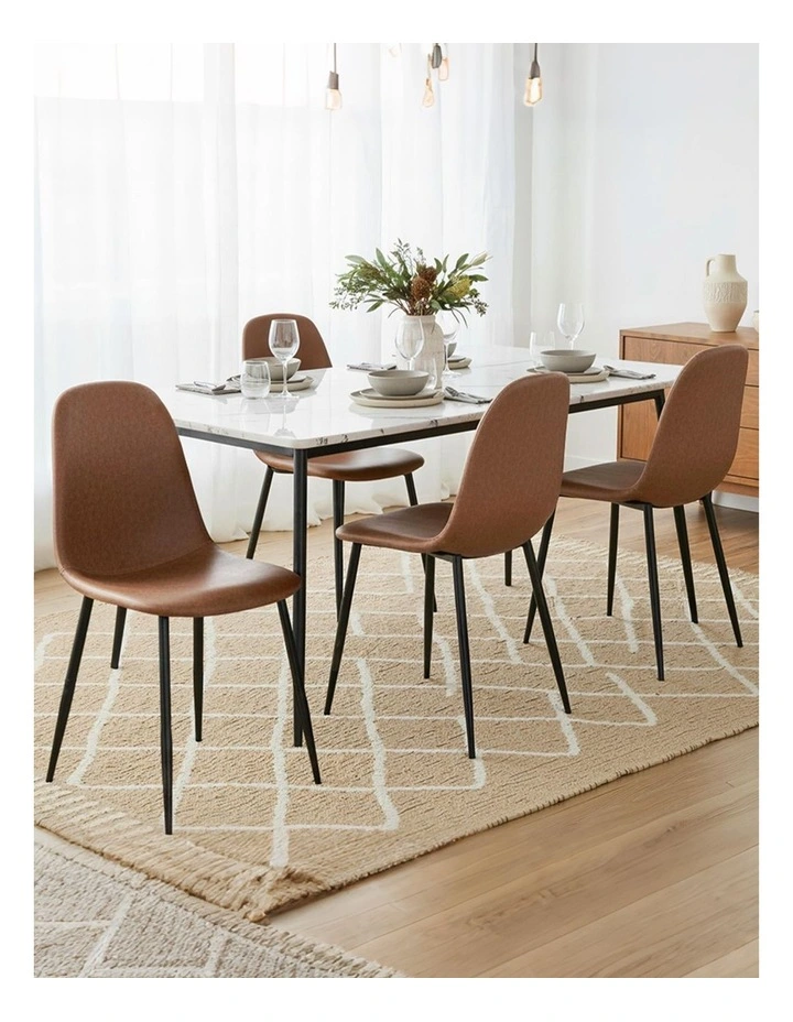 Artiss 4x Dining Chairs Retro PU Leather Kitchen Lounge Cafe Accent Chair Brown image 3