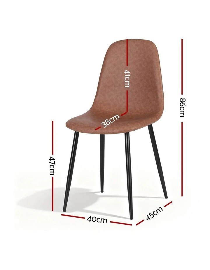 Artiss 4x Dining Chairs Retro PU Leather Kitchen Lounge Cafe Accent Chair Brown image 4
