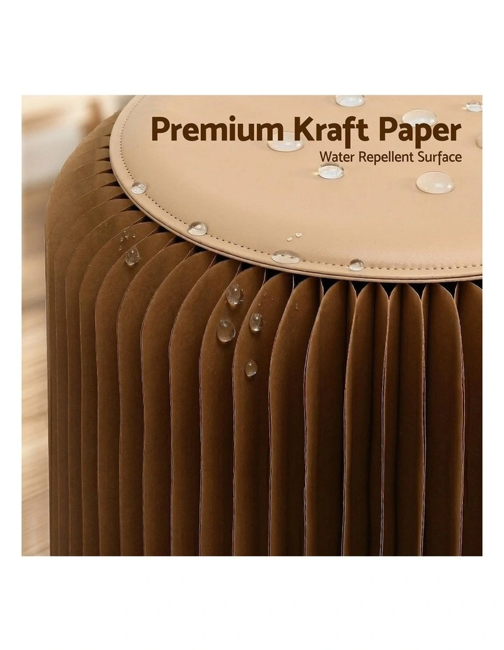 Artiss Accordion Folding Paper Stools Set Includes 2 Cushions Natural Kraft 100KG Capacity image 6