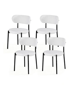 Artiss Dining Chairs Set of 4 Sherpa Boucle White