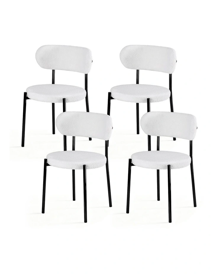 Artiss Dining Chairs Set of 4 Sherpa Boucle White image 1
