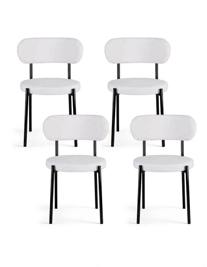 Artiss Dining Chairs Set of 4 Sherpa Boucle White image 2