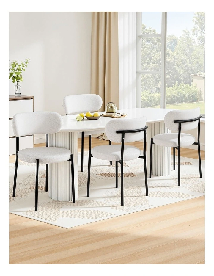 Artiss Dining Chairs Set of 4 Sherpa Boucle White image 3