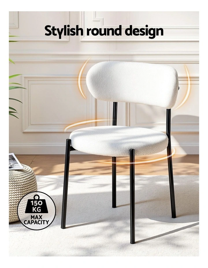 Artiss Dining Chairs Set of 4 Sherpa Boucle White image 5