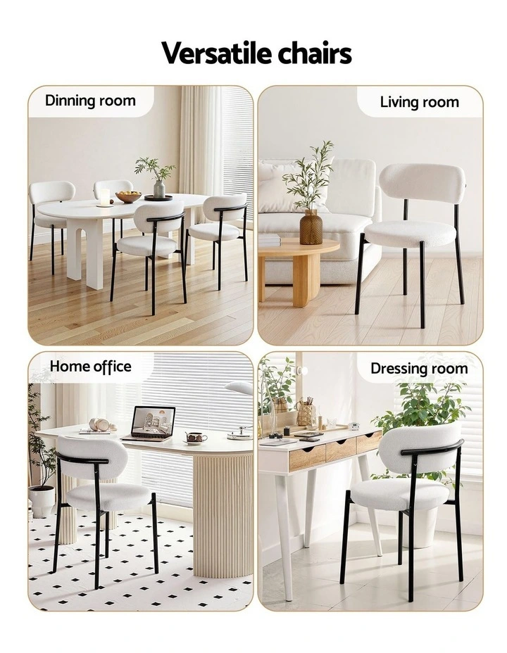 Artiss Dining Chairs Set of 4 Sherpa Boucle White image 6