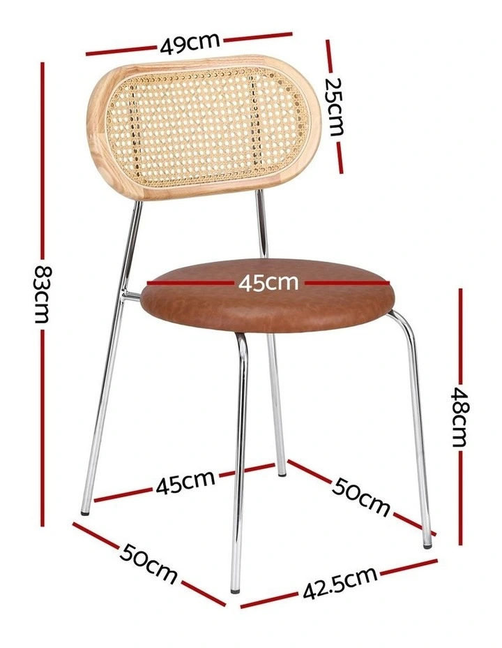 Artiss 4x Dining Chairs PU Leather Rattan Kitchen Lounge Cafe Accent Chair Brown image 4