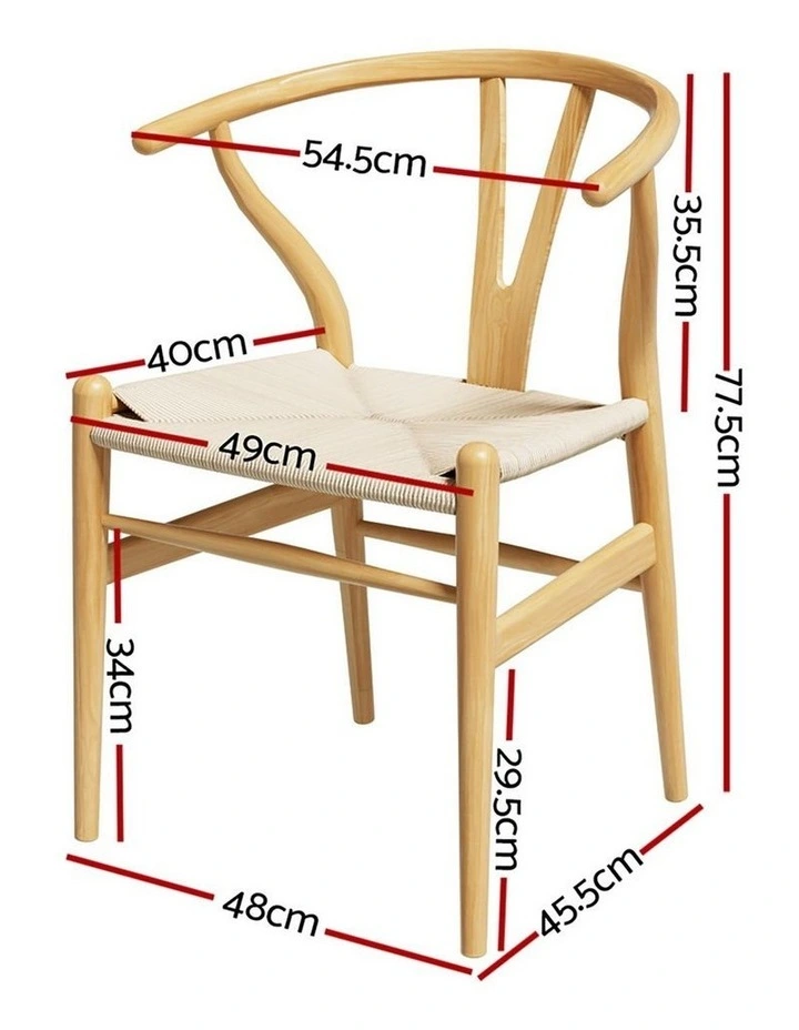 1 Set of 4 Artiss Dining Chairs Wooden Rattan Seat Wishbone Back image 4