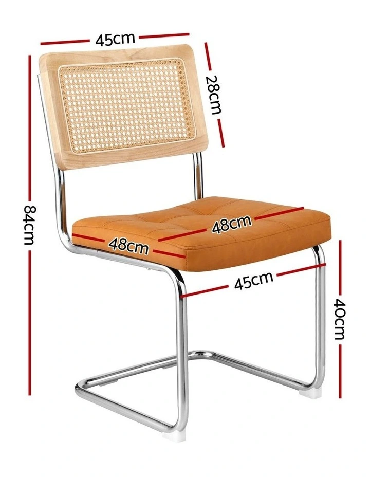 Artiss Dining Chairs Set of 4 PU Leather Rattan Cantilever Brown image 4