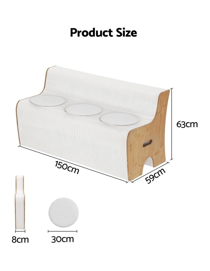 Artiss 3-Seater Folding Kraft Paper Sofa PU Leather Cushion 300kg Capacity image 2