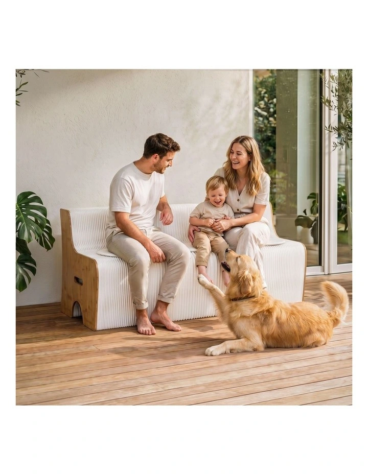 Artiss 3-Seater Folding Kraft Paper Sofa PU Leather Cushion 300kg Capacity image 3