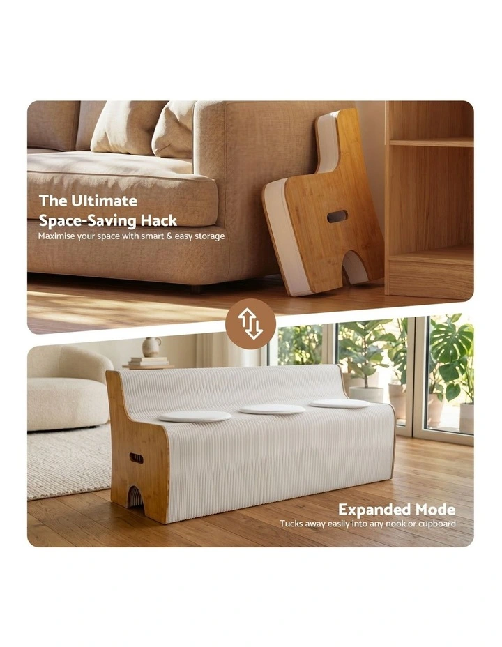 Artiss 3-Seater Folding Kraft Paper Sofa PU Leather Cushion 300kg Capacity image 5