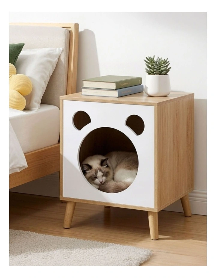 Artiss Cat Nest Bedside Table Solid Wood image 3