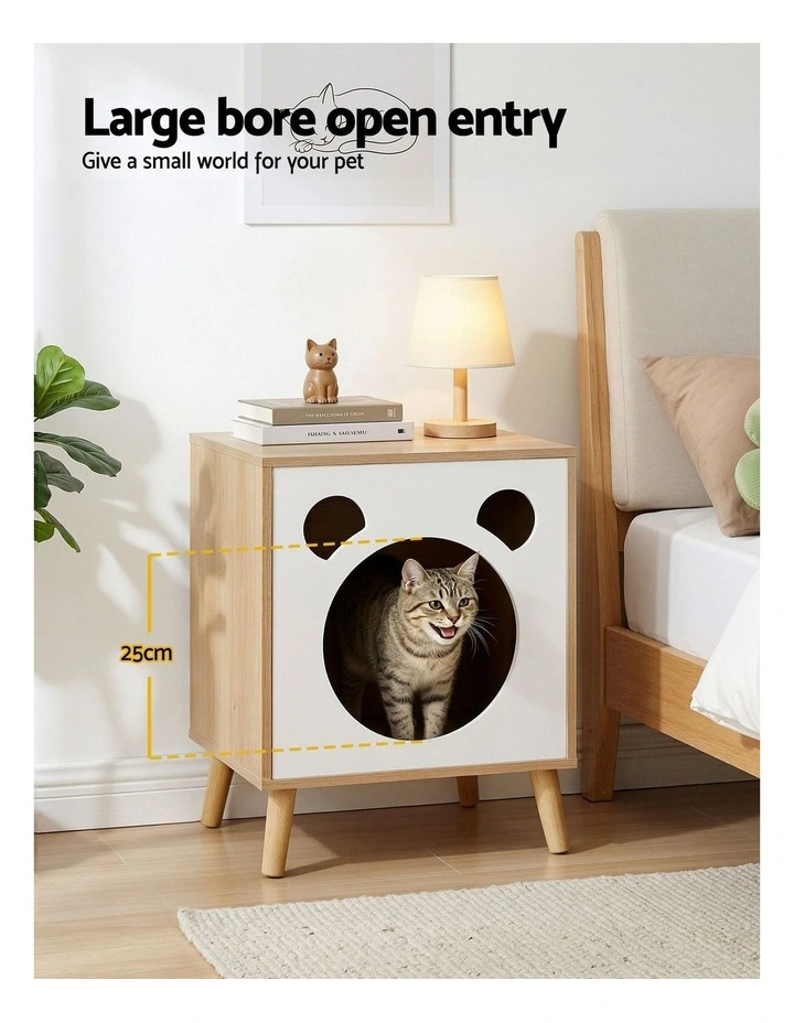 Artiss Cat Nest Bedside Table Solid Wood image 5