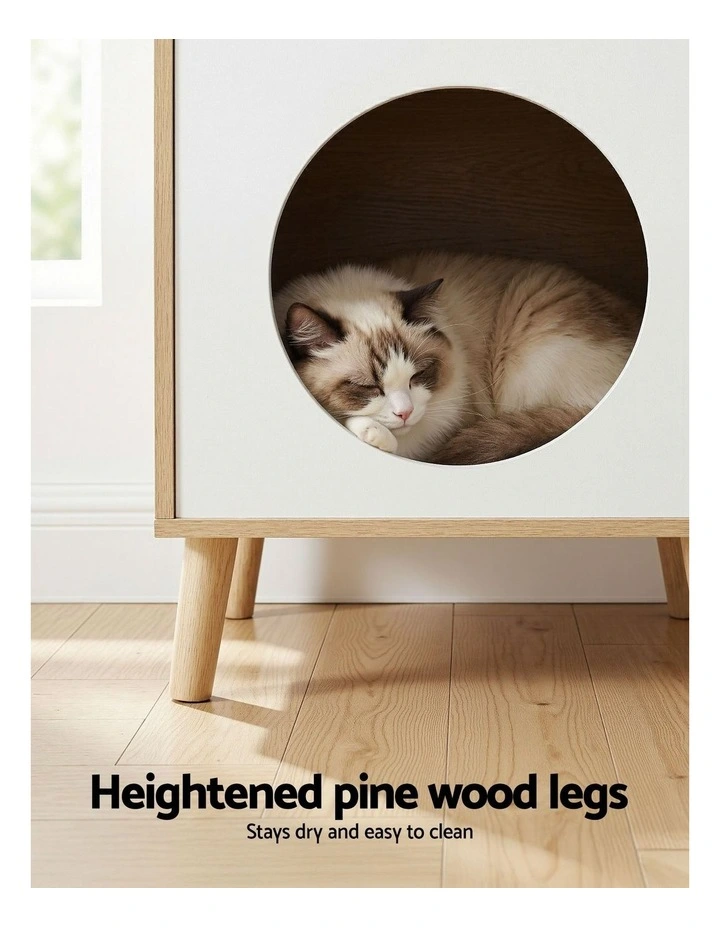 Artiss Cat Nest Bedside Table Solid Wood image 6