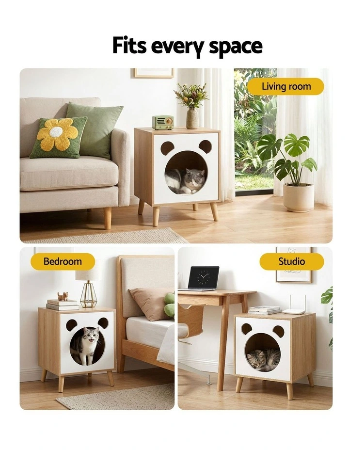 Artiss Cat Nest Bedside Table Solid Wood image 7