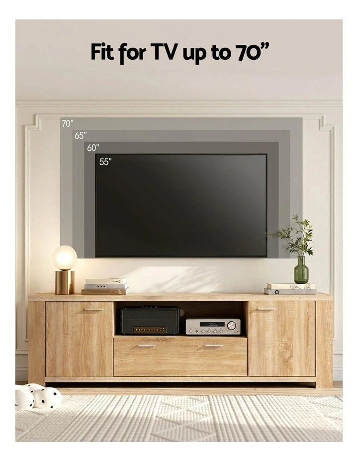 Artiss 180cm TV Unit Entertainment Unit Storage Drawer Cabinet Pine image 7
