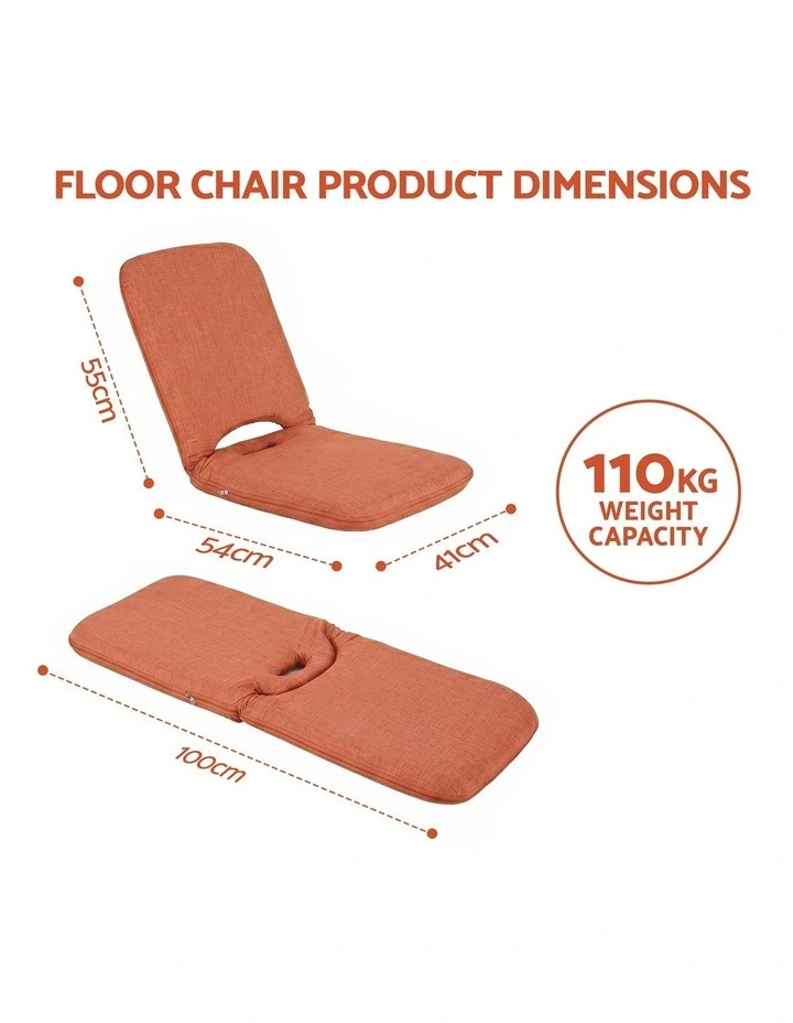 Artiss Floor Chair 5 Position Adjustable Orange Lazy Sofa for Living Room Bedroom image 2