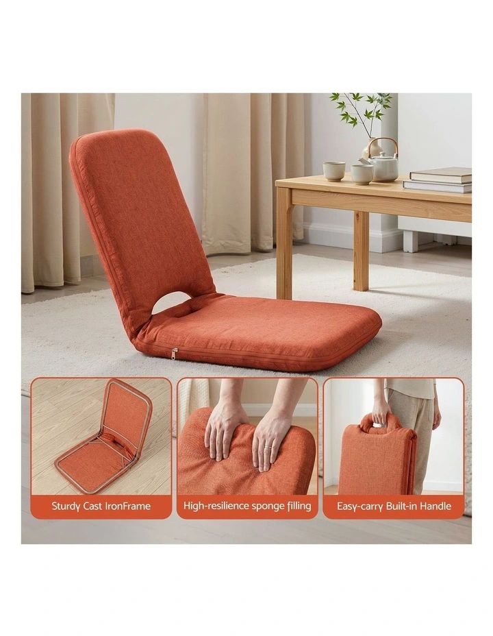 Artiss Floor Chair 5 Position Adjustable Orange Lazy Sofa for Living Room Bedroom image 6