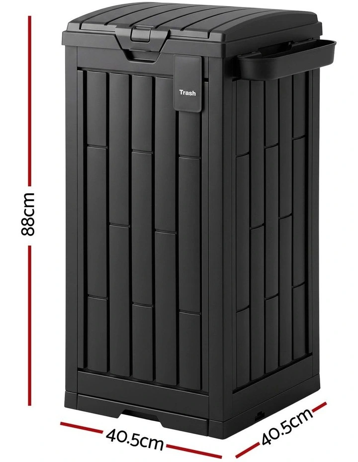 Gardeon Outdoor Trash Cans Polypropylene Patio Hideaway Bin 110L Black image 2