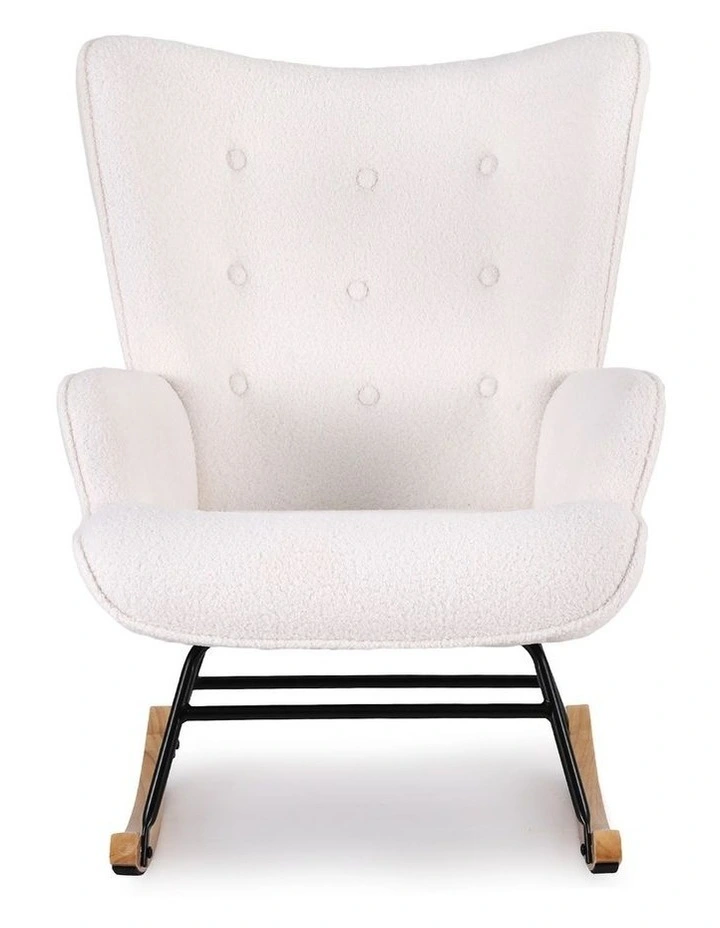 Artiss Rocking Chair Armchair Nursing Boucle Fabric White image 2