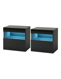 Artiss 2x Bedside Table LED - HERES Black