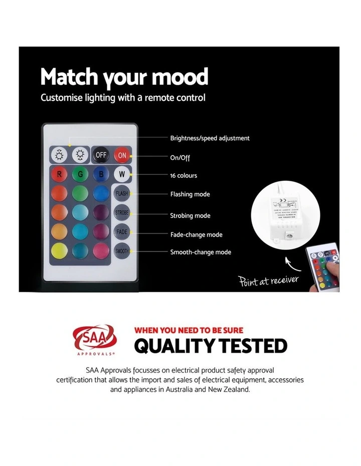 Artiss 2x Bedside Table LED - HERES Black image 7