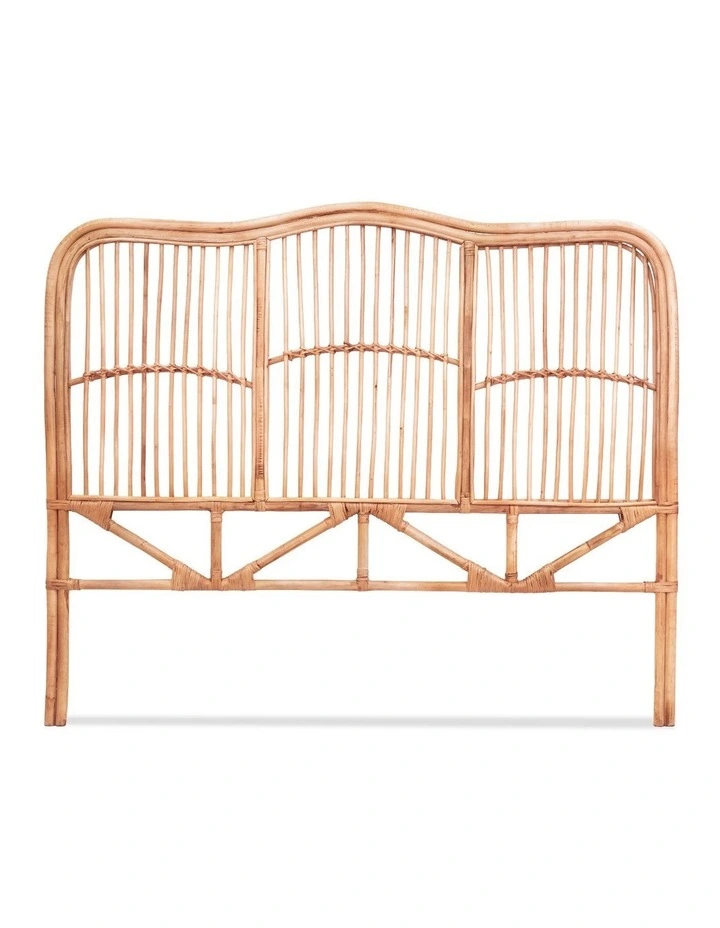 Artiss Bed Headboard Double Bedhead Rattan - NERO Pine image 2