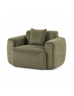 Artiss Compressed Armchair Sofa with Cushion Corduroy No Assembly Green