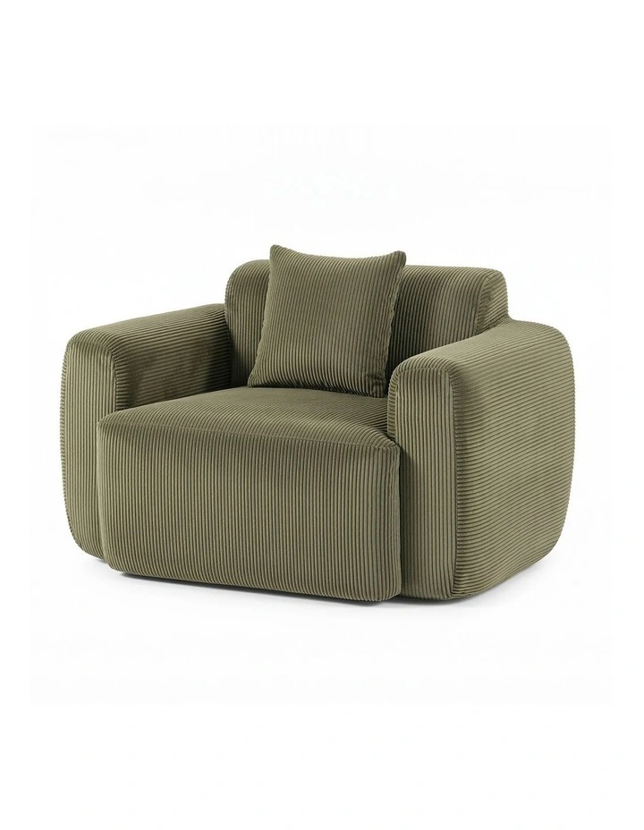 Artiss Compressed Armchair Sofa with Cushion Corduroy No Assembly Green image 1