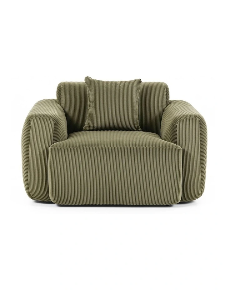 Artiss Compressed Armchair Sofa with Cushion Corduroy No Assembly Green image 3