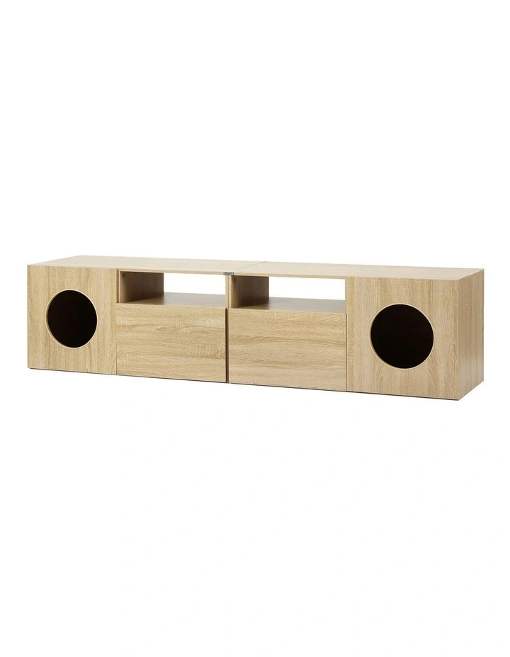 Artiss 185CM TV Unit with Cat House Storage Cabinet Pine image 1
