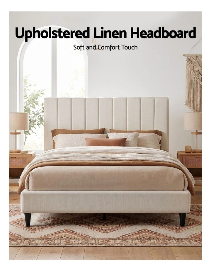 Artiss Bed Head Headboard Queen Linen 153CM - Beige image 5