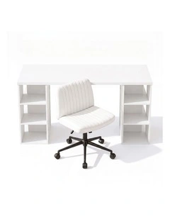 Artiss Office Desk & Chair Set 150cm Computer Desk with 6 Storage Shelves