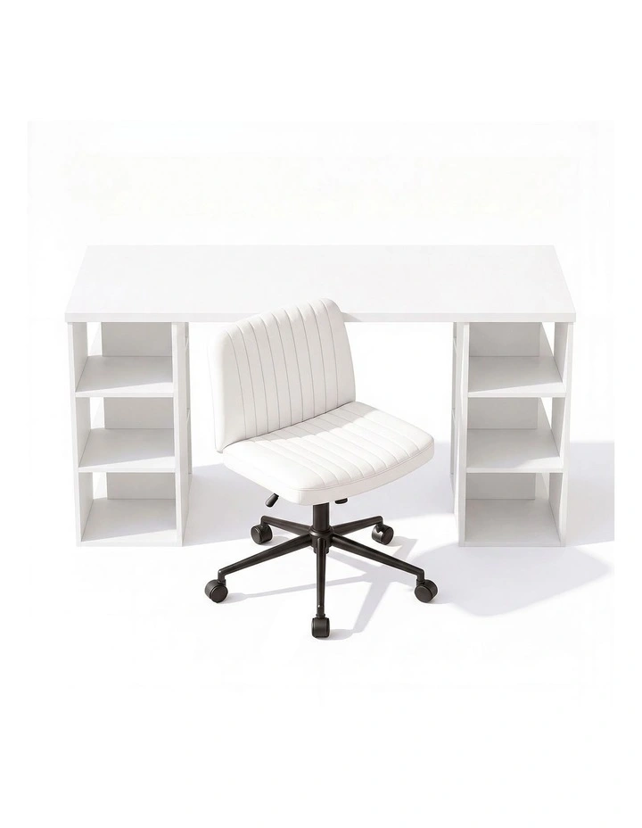 Artiss Office Desk & Chair Set 150cm Computer Desk with 6 Storage Shelves image 1